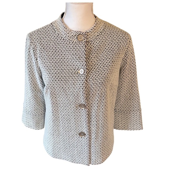 J. McLaughlin Jackets & Blazers - J. McLaughlin Black White Textured Knit Jacket Size Small Neutral Classic Blazer